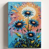 Sayılarla Boyama Tuval Hobi Seti MAVİ PAPATYALAR Temalı Fırça ve Boya Dahil Set (Çıtalı) 50X70 CM Kendin Yap Sayılarla Tuval Boya Kiti (KASNAKLI)
