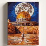Sayılarla Boyama Tuval Hobi Seti MESCİDİ AKSA DOLUNAY Temalı Fırça ve Boya Dahil Set (Çıtalı) 50X70 CM Kendin Yap Sayılarla Tuval Boya Kiti (KASNAKLI)