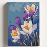 Sayılarla Boyama Tuval Hobi Seti MOR ÇİĞDEM Temalı Fırça ve Boya Dahil Set (Çıtalı) 50X70 CM Kendin Yap Sayılarla Tuval Boya Kiti (KASNAKLI)
