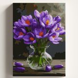 Sayılarla Boyama Tuval Hobi Seti MOR VAZO ÇİÇEKLER Temalı Fırça ve Boya Dahil Set (Çıtalı) 40x50 CM Kendin Yap Sayılarla Tuval Boya Kiti (KASNAKLI)
