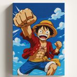 Sayılarla Boyama Tuval Hobi Seti ONE PİECE Temalı Fırça ve Boya Dahil Set (Çıtalı) 40x50 CM Kendin Yap Sayılarla Tuval Boya Kiti (KASNAKLI)