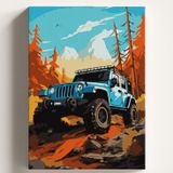 Sayılarla Boyama Tuval Hobi Seti, ORMANJEEP Temalı Fırça ve Boya Dahil Set (Çıtalı) 50X70 CM, Kendin Yap Sayılarla Tuval Boya Kiti (KASNAKLI)