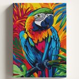 Sayılarla Boyama Tuval Hobi Seti, PAPAĞAN Temalı Fırça ve Boya Dahil Set (Çıtalı) 50X70 CM, Kendin Yap Sayılarla Tuval Boya Kiti (KASNAKLI)