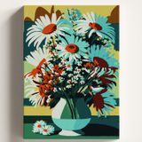 Sayılarla Boyama Tuval Hobi Seti PAPATYA Temalı Fırça ve Boya Dahil Set (Çıtalı) 50X70 CM Kendin Yap Sayılarla Tuval Boya Kiti (KASNAKLI)