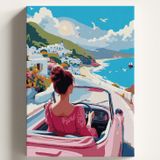 Sayılarla Boyama Tuval Hobi Seti PEMBE KADIN Temalı Fırça ve Boya Dahil Set (Çıtalı) 50X70 CM Kendin Yap Sayılarla Tuval Boya Kiti (KASNAKLI)