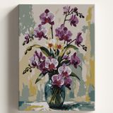 Sayılarla Boyama Tuval Hobi Seti PEMBE ORKİDE Temalı Fırça ve Boya Dahil Set (Çıtalı) 50X70 CM Kendin Yap Sayılarla Tuval Boya Kiti (KASNAKLI)