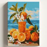 Sayılarla Boyama Tuval Hobi Seti Portakal Sahil Temalı Fırça ve Boya Dahil Set (Çıtalı) 40X50 cm Kendin Yap Sayılarla Tuval Boya Kiti (Kasnaklı) - Standart