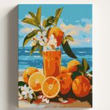 Sayılarla Boyama Tuval Hobi Seti PORTAKAL SAHİL Temalı Fırça ve Boya Dahil Set (Çıtalı) 50X70 CM Kendin Yap Sayılarla Tuval Boya Kiti (KASNAKLI)