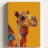 Sayılarla Boyama Tuval Hobi Seti, RENKLİ DEVE Temalı Fırça ve Boya Dahil Set (Çıtalı) 40x50 CM, Kendin Yap Sayılarla Tuval Boya Kiti (KASNAKLI)