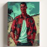Sayılarla Boyama Tuval Hobi Seti RONALDO Temalı Fırça ve Boya Dahil Set (Çıtalı) 50X70 CM Kendin Yap Sayılarla Tuval Boya Kiti (KASNAKLI)