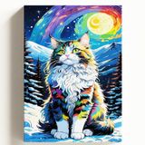 Sayılarla Boyama Tuval Hobi Seti, SAMANYOLU KEDİ Temalı Fırça ve Boya Dahil Set (Çıtalı) 50x70 CM, Kendin Yap Sayılarla Tuval Boya Kiti (KASNAKLI)