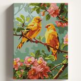 Sayılarla Boyama Tuval Hobi Seti, SARI KANARYA Temalı Fırça ve Boya Dahil Set (Çıtalı) 40x50 CM, Kendin Yap Sayılarla Tuval Boya Kiti (KASNAKLI)