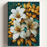 Sayılarla Boyama Tuval Hobi Seti SARI LİLYUM Temalı Fırça ve Boya Dahil Set (Çıtalı) 50X70 CM Kendin Yap Sayılarla Tuval Boya Kiti (KASNAKLI)