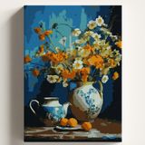 Sayılarla Boyama Tuval Hobi Seti SARI VAZO Temalı Fırça ve Boya Dahil Set (Çıtalı) 50X70 CM Kendin Yap Sayılarla Tuval Boya Kiti (KASNAKLI)