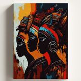 Sayılarla Boyama Tuval Hobi Seti SİYAHİ KADIN Temalı Fırça ve Boya Dahil Set (Çıtalı) 40x50 CM Kendin Yap Sayılarla Tuval Boya Kiti (KASNAKLI)