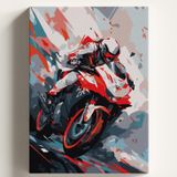 Sayılarla Boyama Tuval Hobi Seti, SÜPER MOTO Temalı Fırça ve Boya Dahil Set (Çıtalı) 50X70 CM, Kendin Yap Sayılarla Tuval Boya Kiti (KASNAKLI)