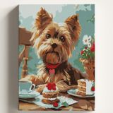 Sayılarla Boyama Tuval Hobi Seti, SÜS KÖPEĞİ PASTA 1 Temalı Fırça ve Boya Dahil Set (Çıtalı) 50X70 CM, Kendin Yap Sayılarla Tuval Boya Kiti (KASNAKLI)