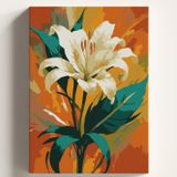 Sayılarla Boyama Tuval Hobi Seti TEK LİLYUM Temalı Fırça ve Boya Dahil Set (Çıtalı) 50X70 CM Kendin Yap Sayılarla Tuval Boya Kiti (KASNAKLI)