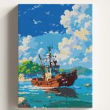 Sayılarla Boyama Tuval Hobi Seti, TEKNELER Temalı Fırça ve Boya Dahil Set (Çıtalı) 50X70 CM, Kendin Yap Sayılarla Tuval Boya Kiti (KASNAKLI)