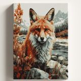 Sayılarla Boyama Tuval Hobi Seti, TİLKİ Temalı Fırça ve Boya Dahil Set (Çıtalı) 40x50 CM, Kendin Yap Sayılarla Tuval Boya Kiti (KASNAKLI)