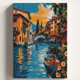 Sayılarla Boyama Tuval Hobi Seti VENEDİK KÖPRÜ Temalı Fırça ve Boya Dahil Set (Çıtalı) 50X70 CM Kendin Yap Sayılarla Tuval Boya Kiti (KASNAKLI)
