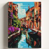 Sayılarla Boyama Tuval Hobi Seti VENEDİK Temalı Fırça ve Boya Dahil Set (Çıtalı) 40x50 CM Kendin Yap Sayılarla Tuval Boya Kiti (KASNAKLI)