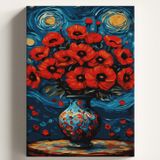 Sayılarla Boyama Tuval Hobi Seti YILDIZLI GECE GELİNCİK Temalı Fırça ve Boya Dahil Set (Çıtalı) 40x50 CM Kendin Yap Sayılarla Tuval Boya Kiti (KASNAKLI)