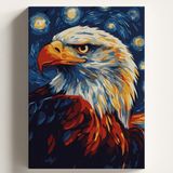 Sayılarla Boyama Tuval Hobi Seti, Yıldızlı Gece Kartal Temalı Fırça ve Boya Dahil Set (Çıtalı) 40X50 Cm, Kendin Yap Sayılarla Tuval Boya Kiti (Kasnakl - Standart