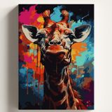 Sayılarla Boyama Tuval Hobi Seti, ZÜRAFA Temalı Fırça ve Boya Dahil Set (Çıtalı) 40x50 CM, Kendin Yap Sayılarla Tuval Boya Kiti (KASNAKLI)