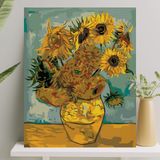 Sayılarla Boyama Tuval Seti Fırça Boya Dahil (Çıtalı) 40x50 CM - Ayçiçekleri