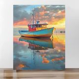Sayılarla Boyama Tuval Seti Fırça Boya Dahil (Çıtalı) 40X50 cm -Balıkçı Teknesi