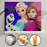 Sayılarla Boyama Tuval Seti Fırça Boya Dahil (Çıtalı) 40x50 CM - Elsa & Karlar Ülkesi