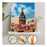 Sayılarla Boyama Tuval Seti Fırça Boya Dahil (Çıtalı) 40x50 CM - Galata
