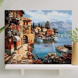 Sayılarla Boyama Tuval Seti Fırça Boya Dahil (Çıtalı) 40X50 cm - Göl - Standart