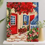 Sayılarla Boyama Tuval Seti Fırça Boya Dahil (Çıtalı) 40x50 CM - Kırmızı Kapı