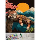 Sayılarla Boyama Tuval Seti Fırça Boya Dahil (Çıtalı) 40X50 cm - Mutlu Pati - Çok Renkli