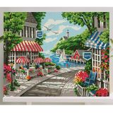 Sayılarla Boyama Tuval Seti Fırça Boya Dahil (Çıtalı) 40x50 CM - Sahil Kasabası