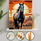 Sayılarla Boyama Tuval Seti Fırça Boya Dahil (Çıtalı) 40x50 CM - Siyah İnci