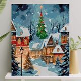 Sayılarla Boyama Tuval Seti Fırça Boya Dahil (Çıtalı) 40X50 cm - Yılbaşı - Standart