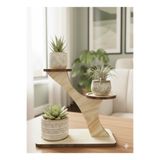 SAYILI COLLECTION Ahşap Dekoratif 3’lü Saksı Standı Masaüstü Modern Mini Çiçeklik Sukulent Hava Bitkisi Standı