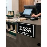Sayılı Collection Ahşap Dekoratif Kasa Tabelası Modern Kasa Levhası Cafe Restoran Mağaza Dükkan Kasa Yazısı (27X15) cm - Siyah - Beyaz