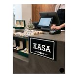 SAYILI COLLECTION Ahşap Dekoratif Kasa Tabelası Modern Kasa Levhası Cafe Restoran Mağaza Dükkan Kasa Yazısı (27x15) cm