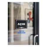 SAYILI COLLECTION Ahşap Kapı Tabelası Açık Kapalı Çift Yönlü Mağaza Dükkan Ofis Açık Kapalı Yazısı, Uyarısı (25x15 cm)