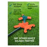 Sayım 360° Döner Bahçe Sulama Fıskiyesi – Ayarlanabilir 3 Kollu Sprinkler Başlık