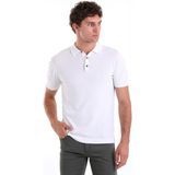 Saykı Beyaz Comfort Fit Düz Polo Yaka Rayon Tişört - XL