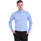 Saykı Mavi Düz Comfort Fit 100% Pamuk Düğme Yaka Uzun Kollu Oxford Gömlek - 2XL