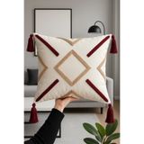 SAYMİNE Çapraz Renkli Model Punch Kırlent Kılıfı AÇIKKREM 43 x 43