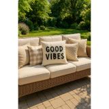 SAYMİNE GOOD VİBES SİYAH İP PUNCH KIRLENT KILIFI KREM 43 x 43