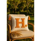 SAYMİNE Punch kırlent Kılıfı Harf Modeli KREM008 43 x 43