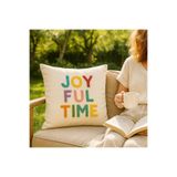 SAYMİNE Punch kırlent kılıfı JOY FUL TIME Model Renkli - Açık Krem 43 x 43